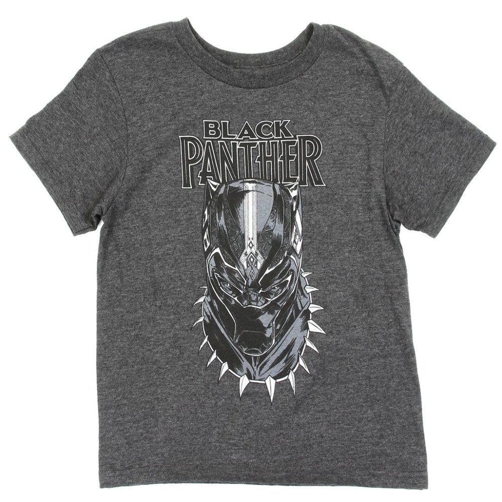 Marvel Black Panther Boys Tee Kids Avengers TShirt Grey Short Sleeve Shirt